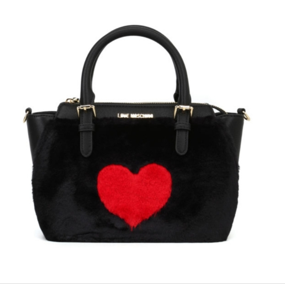 Love Moschino Inlaid Heart Fur Effect Tote Bag. - Picture 6 of 16